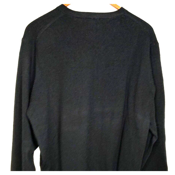 Davis & Squire Men's sz XL Extra Fine Merino Wool Black V-Neck Pullover Sweater - Picture 4 of 8